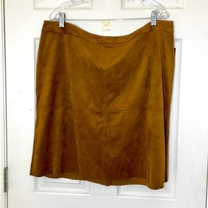 NWT Alfani Brown Faux Suede Skirt Plus Size 16W